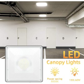 Feazac LED Canopy Light Fixture,45W 5850lm HID/HPS Replacement, 9.5" x 9.5", LED Shop Light, 5700K, AC100-277V, IP65 Waterproof,Canopy Light Outdoor for Gas Station,Warehouse Light (45W-1PACK)