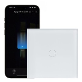 WLAN Smart Light Switch, WiFi Smart Touch Light Switch Flush-Mounted Compatible with Tuya Smart Life App Alexa and Google Home 2.4GHz Single 1 Way (Neutral Conductor Required)