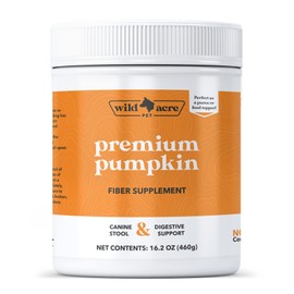 Wild Acre Pumpkin Powder for Dogs - No More Diarrhea or Scoots! - Digestive Puree Treat or Food Topper - Fiber Supplement for Dogs with Prebiotics, 16oz