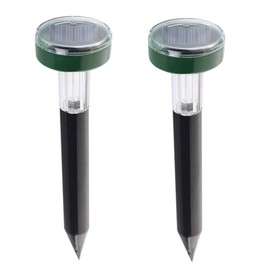 2Pcs 2 in 1 LED Solar Mole Repellent Ultrasonic Outdoor Waterproof Sonic Deterrent Mole Stopper Rodent Gopher Chaser for Lawn Garden Yard Home