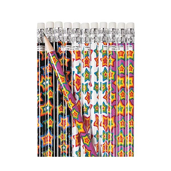 Fun Express Neon Stars Pencils - 24 Pieces - Educational