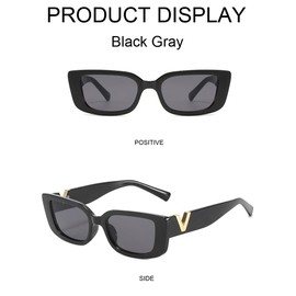 Retro Rectangle Sunglasses Women (Black) + Protection Case