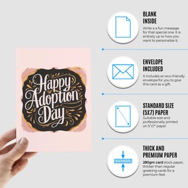 Adoption Card - Happy Adoption Day Card for Children, Daughter, Son or Baby Girl or Boy - Adoption Finalization Greeting Card Present from Adoptive Parents - Adoption Card from Bonus Parents