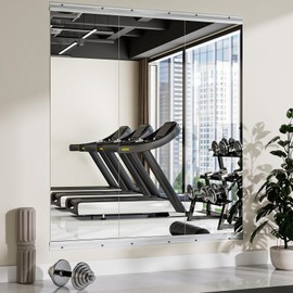 VooBang Home Gym Mirror - 3 PCS 16×56 inches, Large Frameless Wall Mounted Full Length Body Mirror for Dancing Studio, Exercise, Fineness, Yoga, Tempered Glass