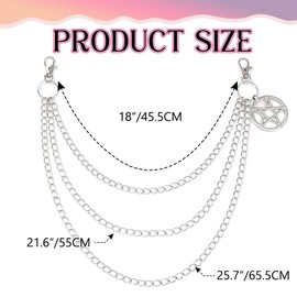 Zehope Goth Hip Hop Pants Chain Silver Star Layered Jean Chains Punk Wallet Pocket Chain for Women and Men