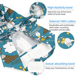 FADACHY Scrub Caps Women, Cotton Working Hat Ponytail Holder Working Cap with Buttons Ribbon Tie for Women Laies, Long Hair, 3 Pcs-singlel Layer, 5 1/8-7 7/8