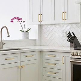 khtumeware 10 Pack Gold Cabinet Pulls Brushed Brass Cabinet Pulls - Gold Drawer Handles Modern Dresser Drawer Hardware Zinc Alloy Pulls for Kitchen 6-5/16 Inch(160MM) Hole Centers