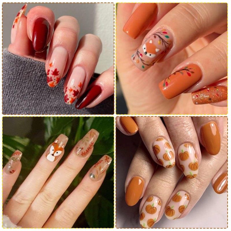 IDDFEVE Fall Nail Art Stickers, Thanksgiving Day Fox Nail Decals,