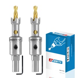 TCT Hole Saw Set, 2-Pack of 1/2" (12mm) Heavy Duty Tungsten Carbide Tipped Hole Cutters for Stainless Steel Mild Steel Copper Iron Brass Plastic and More, with Titanium-Plated Pilot Drill Bits