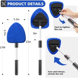 YAKATOTUO Windshield Cleaning Tool, 23-inch Extendable Handle Car Window Cleaner Blue