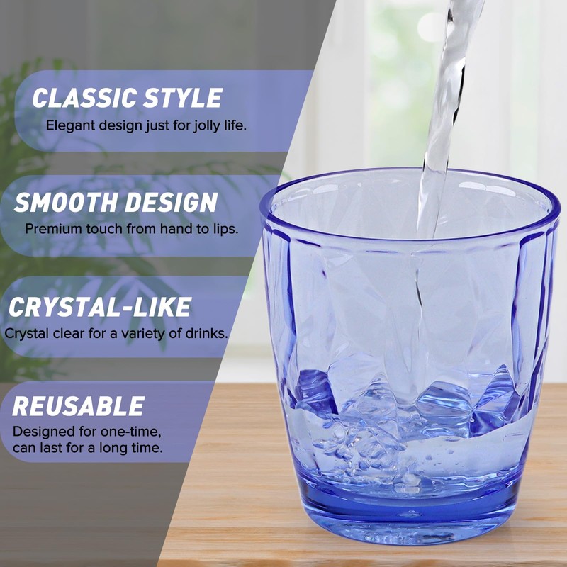 Ulable Plastic Glassware Tumbler Dishwasher Safe, Set of 4 Unbreakable