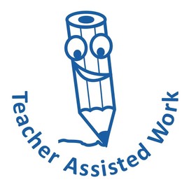 Trodat Printy 4933 Education Stamp "Teacher Assisted Work" – Self Inking, Blue Ink,23mm x 23 mm