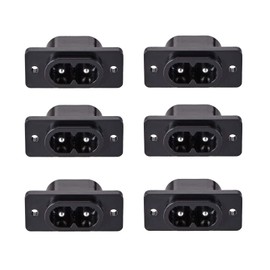 Leloco 6 pieces IEC connector C8 plug, C8 plug IEC socket, C8 plug IEC inlet 250 V/2 A device plug socket AC screw mounting adapter