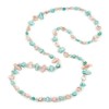 Avalaya Pastel Pink/Mint Shell/Transparent Glass Crystal Bead Long Necklace/110cm L