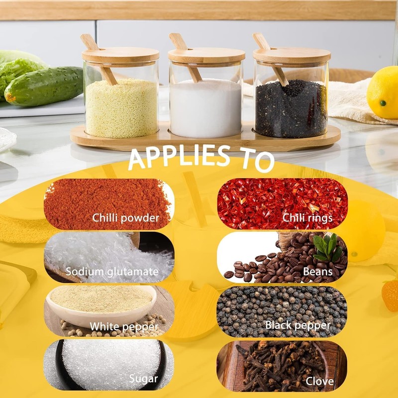 morining place Seasoning Containers with Spoon, Salt and Pepper, Sugar