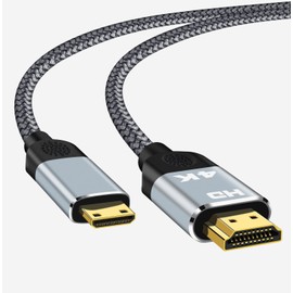Mini HDMI to HDMI Cable 1.8m Mini HDMI Male to HDMI Male Converter Cable 4K 60Hz Ultra HD 3D Support 18Gbps High Speed Data Two-Way Transmission Mini HDMI to HDMI Converter Adapter