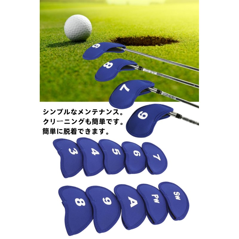 YFFSFDC Golf Iron Cover Head Cover 10-Piece Set (3-9, A,