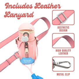 Cocosmile Puppet Kids Insulated Water Bottle with Zipper Sleeve, Easy Open Button & Carrying Lanyard, Kids Water Bottles for School Boys Girls, Stainless-Steel Thermal Cup, BPA Free (Without Straw)