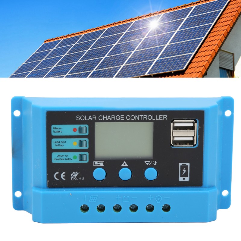 12V 24V Solar Panel Controller LCD Display Photovoltaic Charge Controller