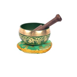 Tibetan Om Mani Padme Hum Symbol Singing Bowl- SING1049GRN