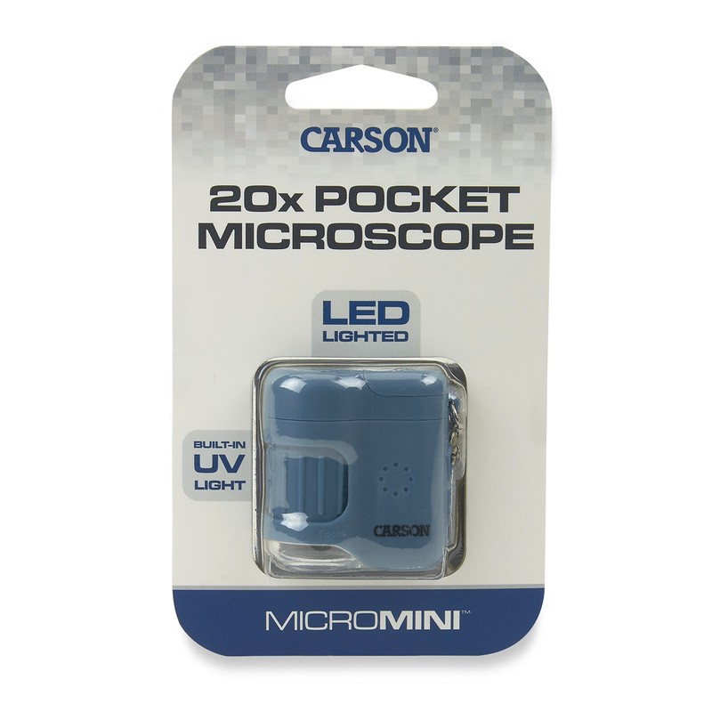 Carson MM-280B MicroMini LED Lighted 20x Pocket Microscope with Built-In