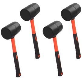  4 PCS 27 OZ Rubber Mallet, Rubber Hammer Head, Rubber Mallet Set With Black-Orange Fiberglass Handle Perfect For Wood, Metal, Plastic, Glass, And Ceramics. By GENHAKON