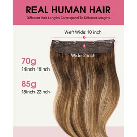 Youngsmile Wire Hair Extensions 16inch 70g Invisible Line Wire for Real Human Hair Exteniosn Balayage Brown Fading to Ash Brown Highlight with Medium Blonde Straight Human Hair (wire#4/27/4-16inch)