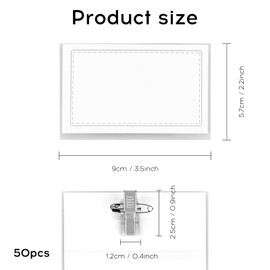 bssmmai 50PCS Name Badges, Professional Name Tag with Crocodile Clip and Safety Pin, Clear Badge ID Card Holders, Waterproof Plastic Badge Holders for School Colleges Office Conference(9x5.6cm)