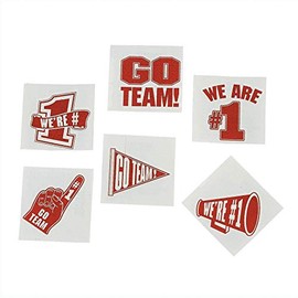 Red Go Team - We are Number 1 Temporary Tattoos (Set of 72) School Spirit Supplies