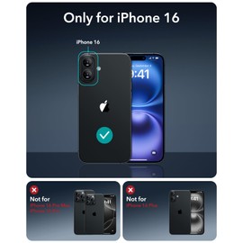 ESR ESR for iPhone16 Case with MagSafe, Supports Magnetic Charging, Smooth & Slim Silicone Case, Shockproof, Full Screen and Camera Protection, Soft Microfiber Lining,Black