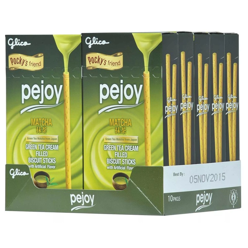 GLICO 10 PACK PEJOY  MATCHA GREEN TEA CREAM FILLED BISCUITS