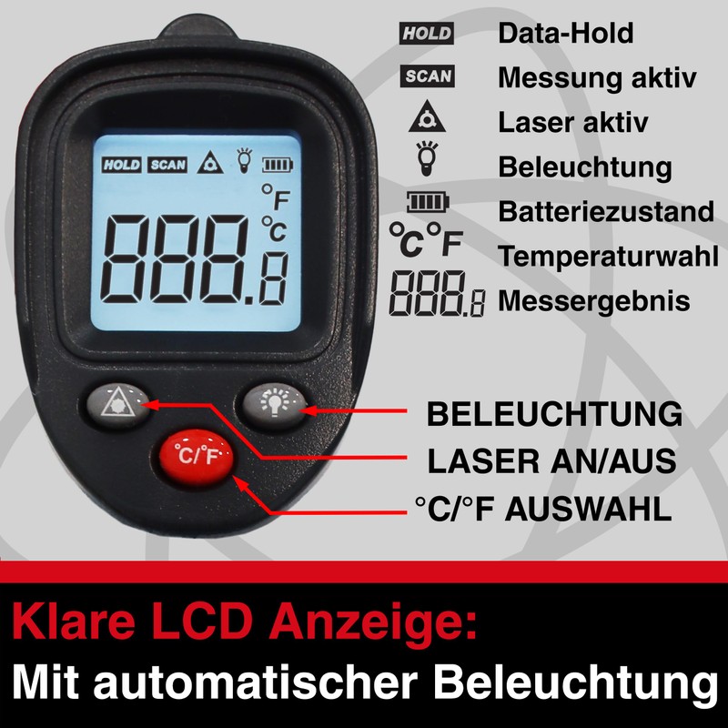HGL -200 Infrared Thermometer -50°C to 400°C Temperature Meter with