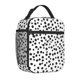iyfcsl Black and White Polka Dot Lunch Bag Insulated Reusable Cooler Lunch Box Bag Mens Womens for Travel Beach Work Office Picnic