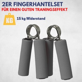 Best Fingerhanteln 2er Set I Mit starken Stahlfedern 15 kg I Mit moosgummi-ummantelte Griffe I Fingertrainer für Griffkraft, Muskeltraining und Rehabilitation I Farbe: Anthrazit