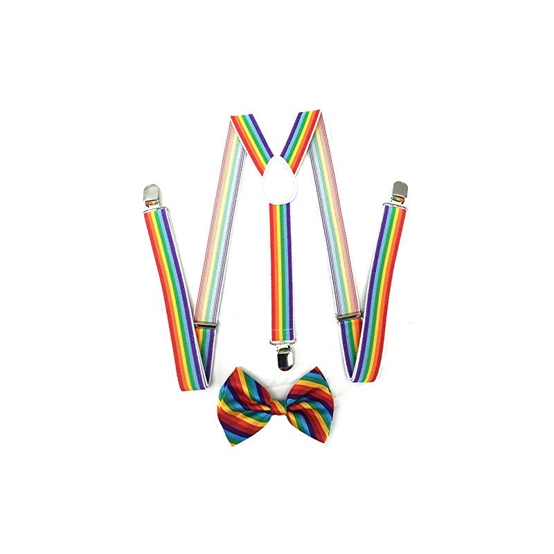 4everStore Unisex's Bow tie & Suspender Sets (Rainbow)