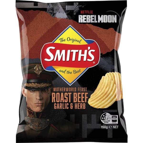 Smiths Potato Chips Roast Beef & Garlic Herb 150g