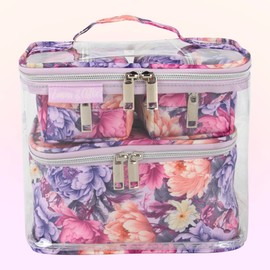 Emma & Chloe Travel Toiletry Bags for Women, 4 Piece Waterproof Cosmetic Case, Set, Pouch Makeup Organizer Bags for Women, Home Counters (Garden Blooms)