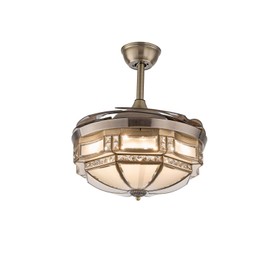 Ceiling Fan Invisible Modern Fan Chandelier With Remote Control 4 Retractable Blades 3 Color Changes LED Light 42 Inch 36W