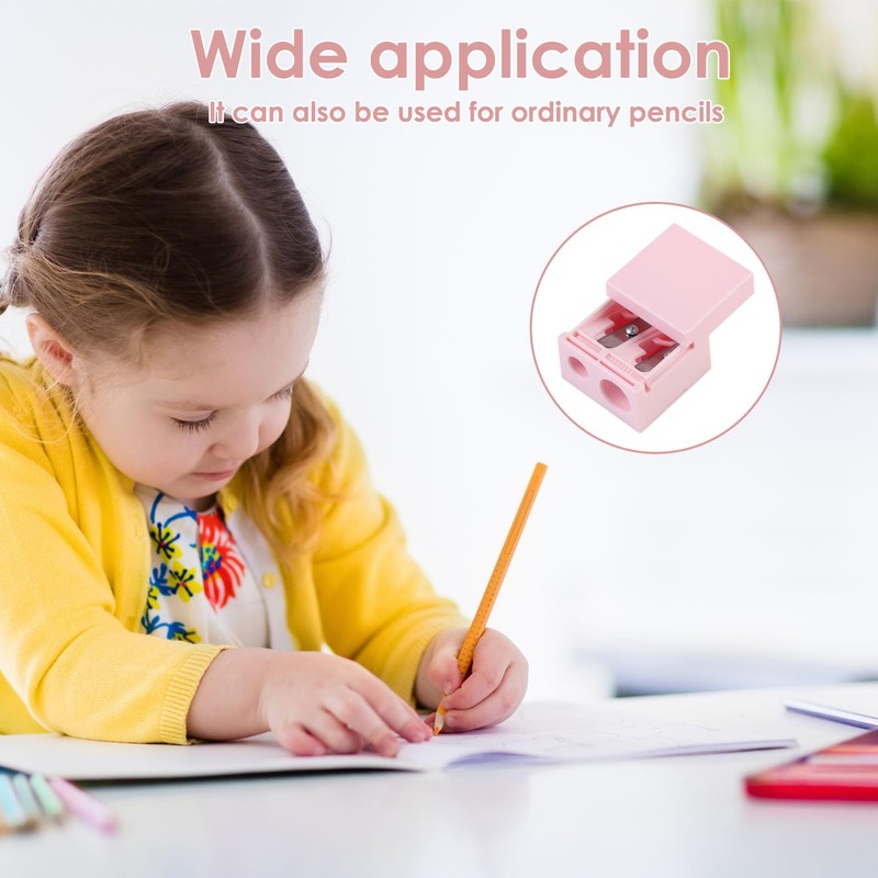 Pink Double Barrel Lip Eye Liner Pencil Sharpener with Cover