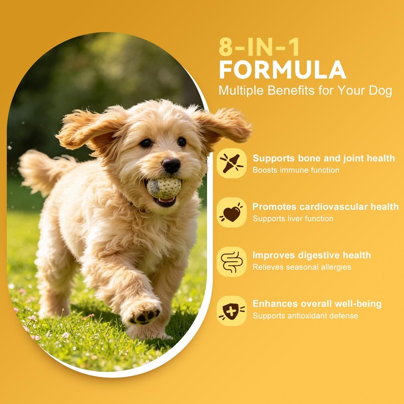 8-in-1 Dog Multivitamin Chews, Omega 3&6, Joint Support,Chicken, 120 Chews
