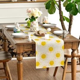 Summer Table Runner First Trip Around The Sun Decorations Here Comes The Son Baby Shower Decor Yellow Sunshine Sun Table cover Summer Decorations for Home Party