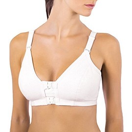 Women's Front Closure Support Bra Regular (34C, Ivory)
