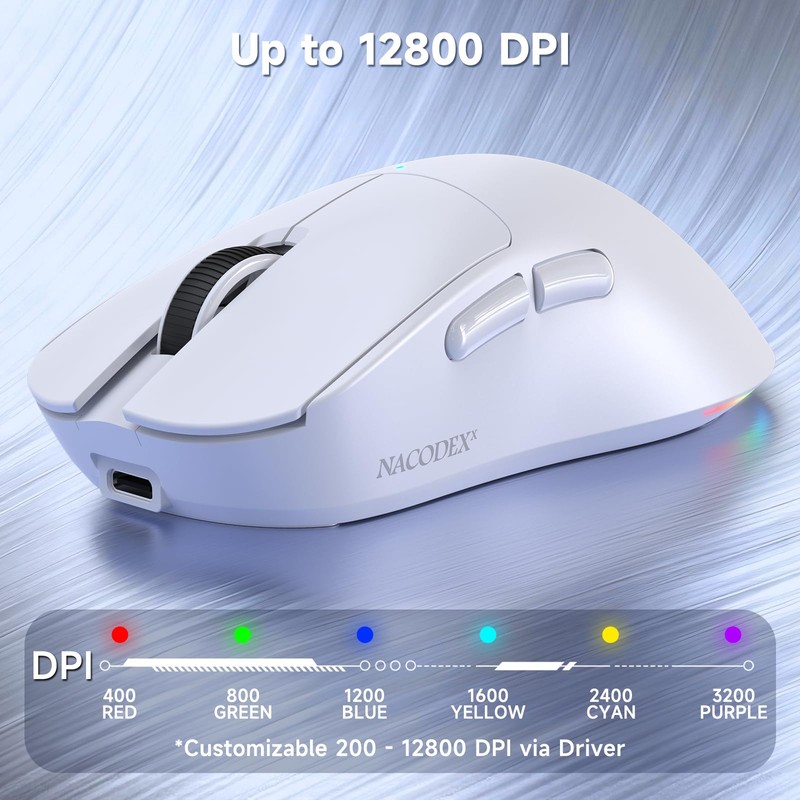 AJAZZ NJ08 Wireless Gaming Mouse 70g Lightweight, 12800 DPI, RGB