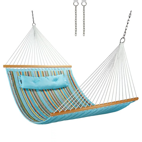 CHULIM 12 FT Double Quilted Fabric Hammock with Spreader Bars