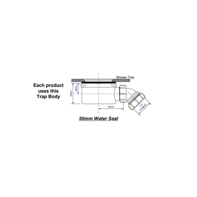 McAlpine ST90CP10-70 90mm Shallow Shower Trap Chrome Plated Plastic, White