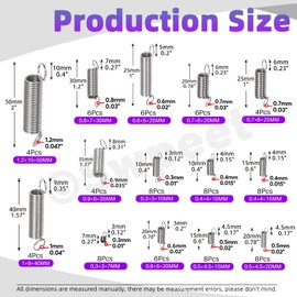 Swpeet 96Pcs 15 Different Sizes Stainless Steel Extension Spring with a Dual Hook Assortment Kit, Mechanical Extension Springs Small Spring for Home Repairs
