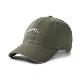 FURTALK Baseball Caps Mens Mountain Embroidery Dad Hat Unstructured Soft Vintage Washed Cotton Outdoor Baseball Cap, Green, L