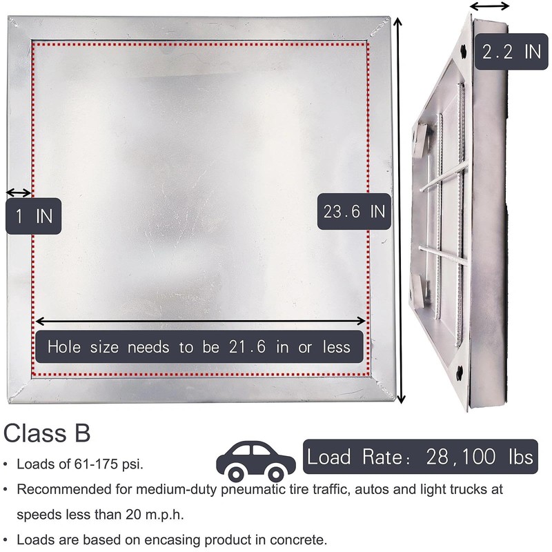 Invisible 201 Stainless Steel Manhole Cover and Frame 24x24 In