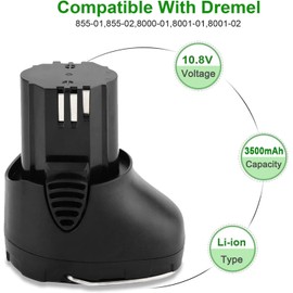Hanaix 10.8V 3.5Ah Battery and Charger for Dremel 855-02 855-01, Compatible with Dremel 10.8v Tool 8000-01 8001-01 8001-02