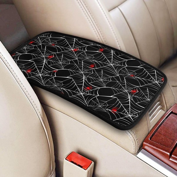 indokyeyqaz Universal Car Center Console Cushion Pad, Spider Web Red